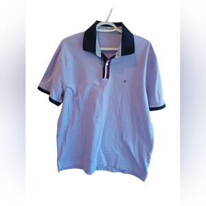 Tommy Hilfiger Men's Light Purple Polo Shirt with Contrast Collar